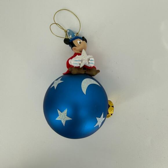 Disney Sorcerer Mickey on Blue Moon & Stars Ornament – Christmas Decoration - Picture 6 of 10